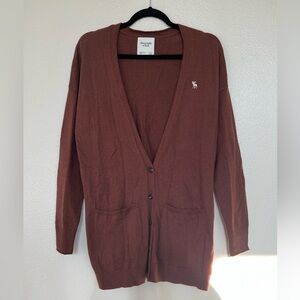 Abercrombie & Fitch Y2K Style Long Button Up Brown Cardigan